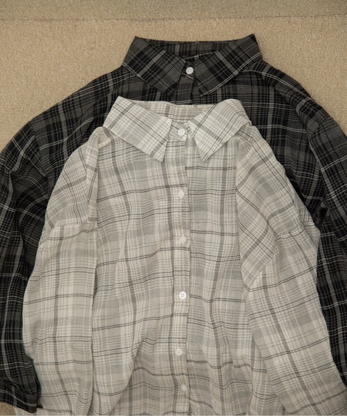 lawgy(ラウジー)の「airy loose check shirt / エアリールースチェックシャツ(シャツ/ブラウス・レディース・ホワイト/ブラック・FREE)」の10枚目の写真