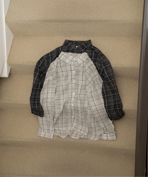 lawgy(ラウジー)の「airy loose check shirt / エアリールースチェックシャツ(シャツ/ブラウス・レディース・ホワイト/ブラック・FREE)」の11枚目の写真