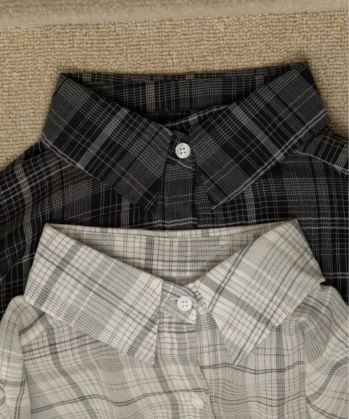 lawgy(ラウジー)の「airy loose check shirt / エアリールースチェックシャツ(シャツ/ブラウス・レディース・ホワイト/ブラック・FREE)」の9枚目の写真