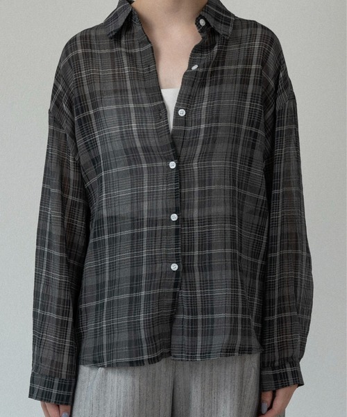 lawgy(ラウジー)の「airy loose check shirt / エアリールースチェックシャツ(シャツ/ブラウス・レディース・ホワイト/ブラック・FREE)」の15枚目の写真