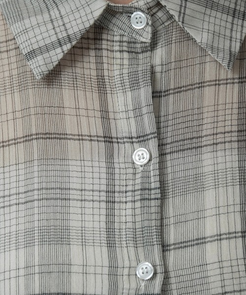lawgy(ラウジー)の「airy loose check shirt / エアリールースチェックシャツ(シャツ/ブラウス・レディース・ホワイト/ブラック・FREE)」の4枚目の写真