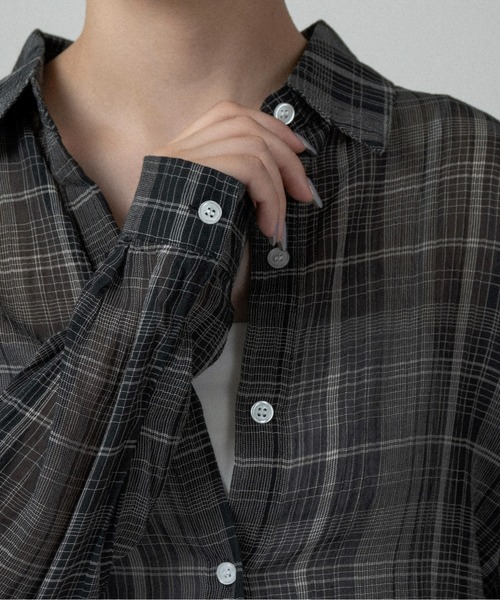 lawgy(ラウジー)の「airy loose check shirt / エアリールースチェックシャツ(シャツ/ブラウス・レディース・ホワイト/ブラック・FREE)」の12枚目の写真
