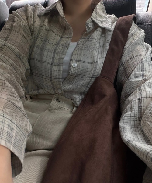 lawgy(ラウジー)の「airy loose check shirt / エアリールースチェックシャツ(シャツ/ブラウス・レディース・ホワイト/ブラック・FREE)」の21枚目の写真