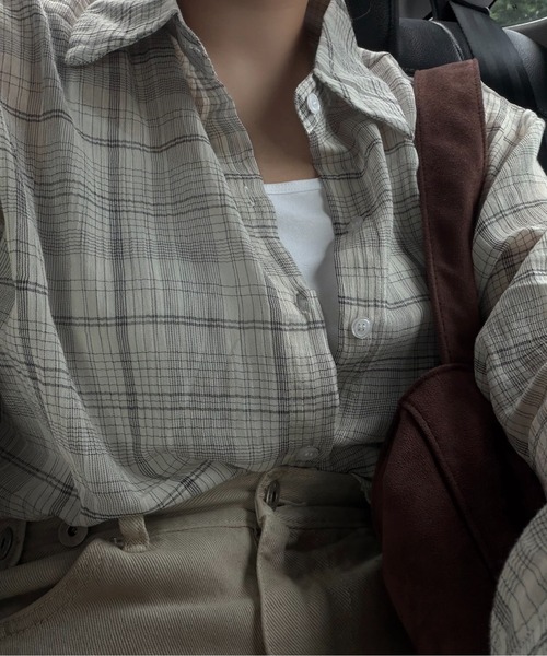 lawgy(ラウジー)の「airy loose check shirt / エアリールースチェックシャツ(シャツ/ブラウス・レディース・ホワイト/ブラック・FREE)」の22枚目の写真