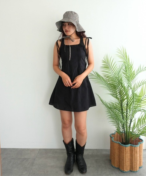 BLOOMING CHARM(ブルーミングチャーム)の「Cotton lace Ribbon Mini One-piece(ワンピース・レディース・オフホワイト/ブラック・FREE)」の3枚目の写真
