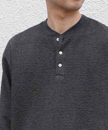〈洗濯機可能〉フクレ ジャカード リラックス ヘンリーネックTシャツ(ロンT)◇