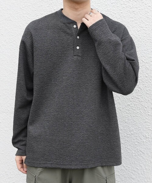 SHIPS any(シップス エニィ)の「〈洗濯機可能〉フクレ ジャカード リラックス ヘンリーネックTシャツ(ロンT)◇(Tシャツ/カットソー・メンズ・チャコールグレー/ブラック/グレー・MEDIUM/LARGE/X-LARGE)」の10枚目の写真