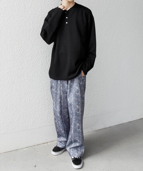 SHIPS any(シップス エニィ)の「〈洗濯機可能〉フクレ ジャカード リラックス ヘンリーネックTシャツ(ロンT)◇(Tシャツ/カットソー・メンズ・チャコールグレー/ブラック/グレー・MEDIUM/LARGE/X-LARGE)」の11枚目の写真