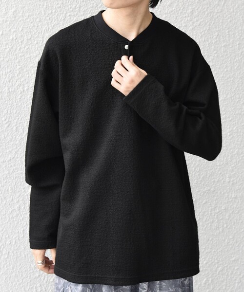 SHIPS any(シップス エニィ)の「〈洗濯機可能〉フクレ ジャカード リラックス ヘンリーネックTシャツ(ロンT)◇(Tシャツ/カットソー・メンズ・チャコールグレー/ブラック/グレー・MEDIUM/LARGE/X-LARGE)」の13枚目の写真