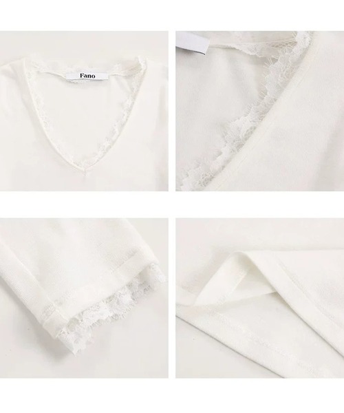 Fano Studios(ファノ ストゥディオズ)の「レースディテール Vネックトップス FQ26S120【Fano Studios】【2026AW】(Tシャツ/カットソー・レディース・ホワイト・S/M/L)」の12枚目の写真