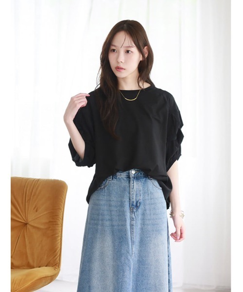 fifth(フィフス)の「タックデザインラグランプルオーバー(Tシャツ/カットソー・レディース・ホワイト/ブラック・M)」の3枚目の写真