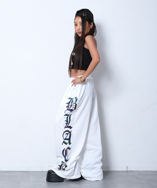 BLACKQUEEN(ブラッククイーン)の「【BLACKQUEEN】リフレクタープリントパンツ(スウェットパンツ・レディース・ホワイト/ブラック・M)」の8枚目の写真