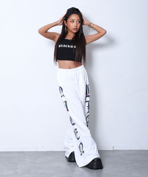 BLACKQUEEN(ブラッククイーン)の「【BLACKQUEEN】リフレクタープリントパンツ(スウェットパンツ・レディース・ホワイト/ブラック・M)」の5枚目の写真