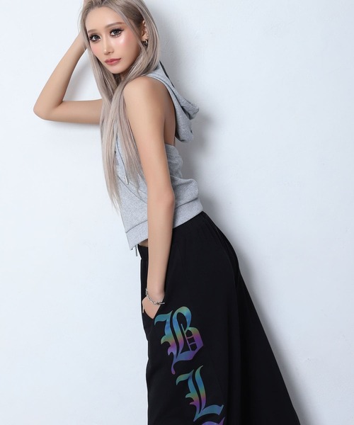 BLACKQUEEN(ブラッククイーン)の「【BLACKQUEEN】リフレクタープリントパンツ(スウェットパンツ・レディース・ホワイト/ブラック・M)」の17枚目の写真