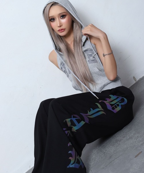 BLACKQUEEN(ブラッククイーン)の「【BLACKQUEEN】リフレクタープリントパンツ(スウェットパンツ・レディース・ホワイト/ブラック・M)」の11枚目の写真