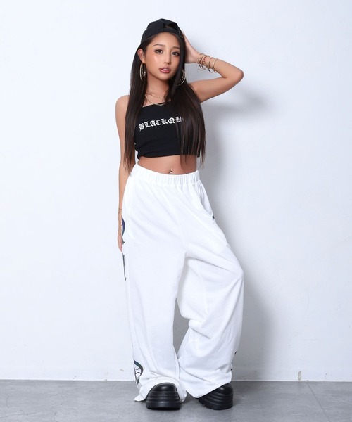 BLACKQUEEN(ブラッククイーン)の「【BLACKQUEEN】リフレクタープリントパンツ(スウェットパンツ・レディース・ホワイト/ブラック・M)」の3枚目の写真