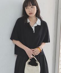 襟レイヤードニット