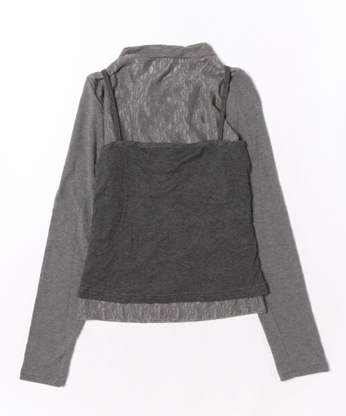 AsheKsha(アシクシャ)の「レースリボン付き長袖インナー+ベスト2点セット(セットアップ・レディース・グレー・M)」の3枚目の写真