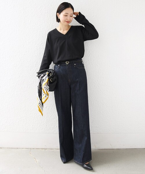 SHIPS(シップス)の「【WEB限定】〈ネックが選べる〉オーガニックコットン バリエーション ネック ロングスリーブ TEE(Tシャツ/カットソー・レディース・ブラック/パープル/ネイビー/ブラウン/オフホワイト/ホワイト系/ブラック系/ブラウン系/ネイビー系/パープル系・ONE SIZE)」の12枚目の写真