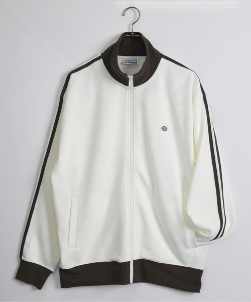 DISCUS（ディスカス）の「【DISCUS/ディスカス】ワッフル サイドライン トラックジャケット/ルーズシルエット 配色スタンドカラージップブルゾン（ジャージ・メンズ・ダークグリーン/クリーム/ネイビー/ブラック・X-LARGE/LARGE/MEDIUM）」の11枚目の写真