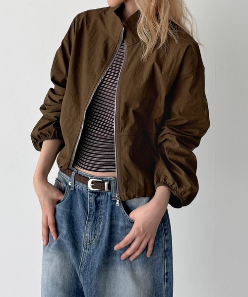 CANAL JEAN(キャナルジーン)の「El mar スタンドカラードローストリングジャケット(ブルゾン・レディース・ブラウン/ブラック・ONE SIZE)」の1枚目の写真
