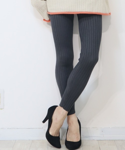 DISKEEN SURE(ディスキーンシュアー)の「リブの縦ラインで美脚見え!リブニットレギンス(その他パンツ・レディース・ブラック/ベージュ/ホワイト/グレー/チャコールグレー・FREE)」の21枚目の写真