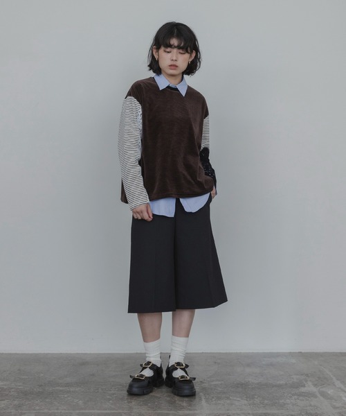 Eimee Law(エイミーロウ)の「4TEXコットンベロア&フロッキーレーストップス(その他トップス・レディース・ブラウン/アイボリー・FREE)」の3枚目の写真