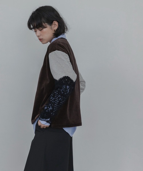 Eimee Law(エイミーロウ)の「4TEXコットンベロア&フロッキーレーストップス(その他トップス・レディース・ブラウン/アイボリー・FREE)」の7枚目の写真