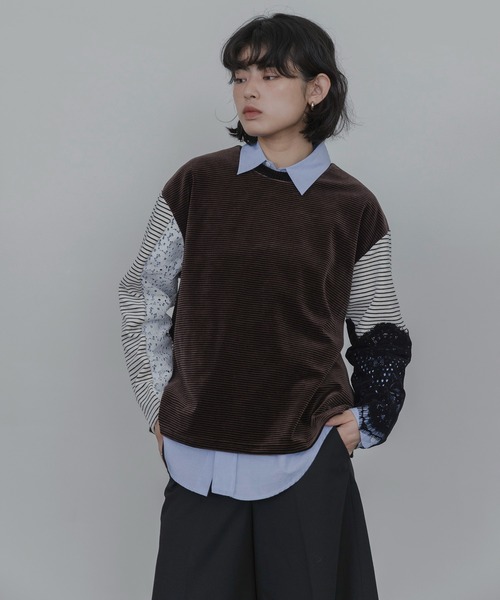 Eimee Law(エイミーロウ)の「4TEXコットンベロア&フロッキーレーストップス(その他トップス・レディース・ブラウン/アイボリー・FREE)」の15枚目の写真