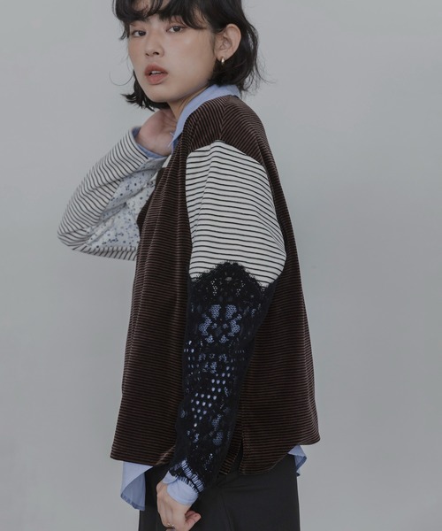 Eimee Law(エイミーロウ)の「4TEXコットンベロア&フロッキーレーストップス(その他トップス・レディース・ブラウン/アイボリー・FREE)」の17枚目の写真