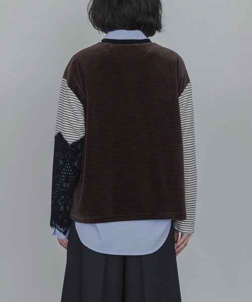 Eimee Law(エイミーロウ)の「4TEXコットンベロア&フロッキーレーストップス(その他トップス・レディース・ブラウン/アイボリー・FREE)」の9枚目の写真