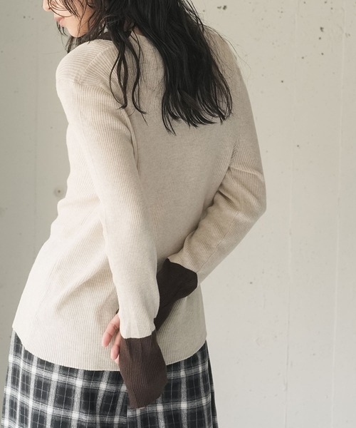 mili an deni(ミリアンデニ)の「Vネック配色ニットカーディガン(カーディガン/ボレロ・レディース・ブラック/ベージュ/ネイビー/ブラウン/グレー・M)」の19枚目の写真