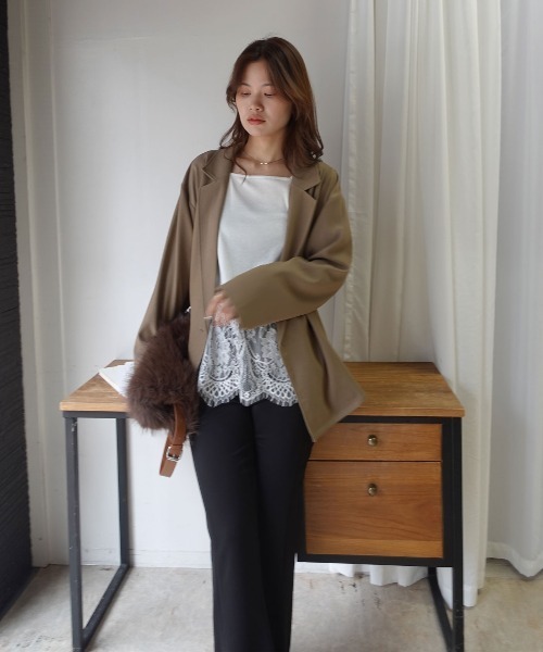 CORNERS(コーナーズ)の「前後2way裾レース長袖リブトップス(Tシャツ/カットソー・レディース・ブラウン/オフホワイト/ブラック・M)」の4枚目の写真