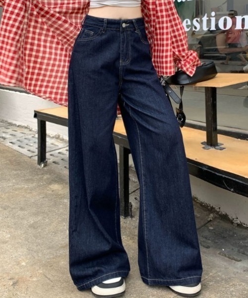 yuue' ( wear )(ユーイ)の「ハイウエストワイドバギーデニムパンツ(デニムパンツ・レディース・ネイビー・S/M/L)」の10枚目の写真