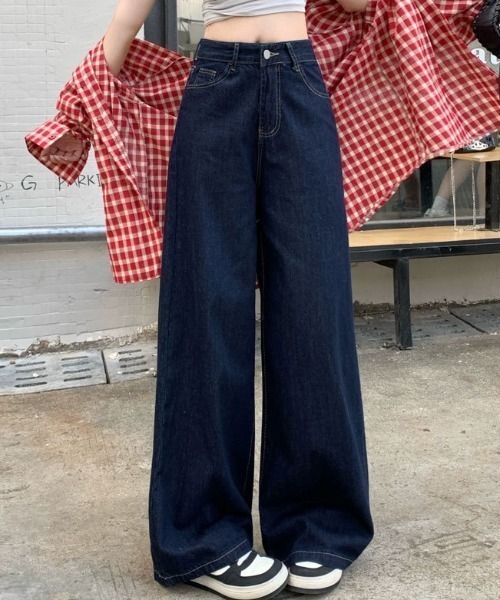 yuue' ( wear )(ユーイ)の「ハイウエストワイドバギーデニムパンツ(デニムパンツ・レディース・ネイビー・S/M/L)」の5枚目の写真
