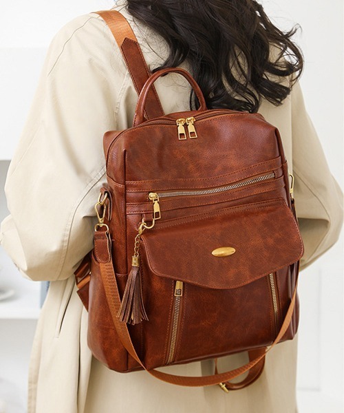 Miniministore(ミニミニストア)の「大容量リュック リュックサック 多収納鞄(バックパック/リュック・レディース・ブラック/ブラウン/キャメル・FREE)」の3枚目の写真
