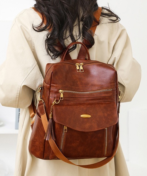 Miniministore(ミニミニストア)の「大容量リュック リュックサック 多収納鞄(バックパック/リュック・レディース・ブラック/ブラウン/キャメル・FREE)」の8枚目の写真