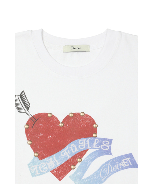 DEINET(ダイニット)の「STUD HEART T-SHIRT IN WHITE(Tシャツ/カットソー・レディース・その他・FREE)」の4枚目の写真