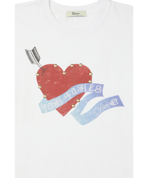 DEINET(ダイニット)の「STUD HEART T-SHIRT IN WHITE(Tシャツ/カットソー・レディース・その他・FREE)」の6枚目の写真