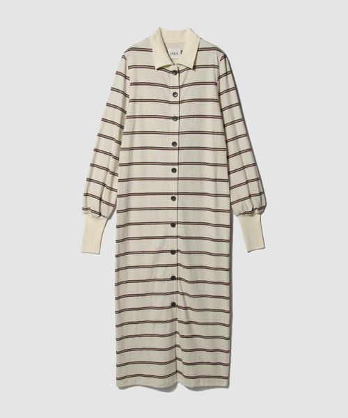 UNUS(ユナス)の「UNUS / Multi Border Polo Maxi Dress(ワンピース・レディース・チャコールアッシュ/キナリ・FREE)」の11枚目の写真