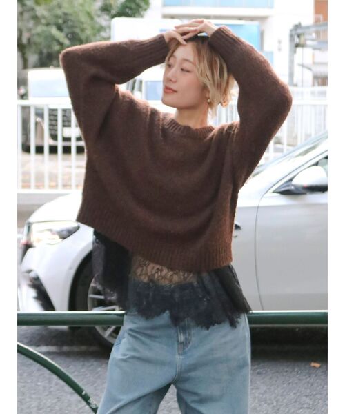 Ungrid(アングリッド)の「レースデザインロングスリーブTee(Tシャツ/カットソー・レディース・ブラック/オフホワイト・FREE)」の7枚目の写真