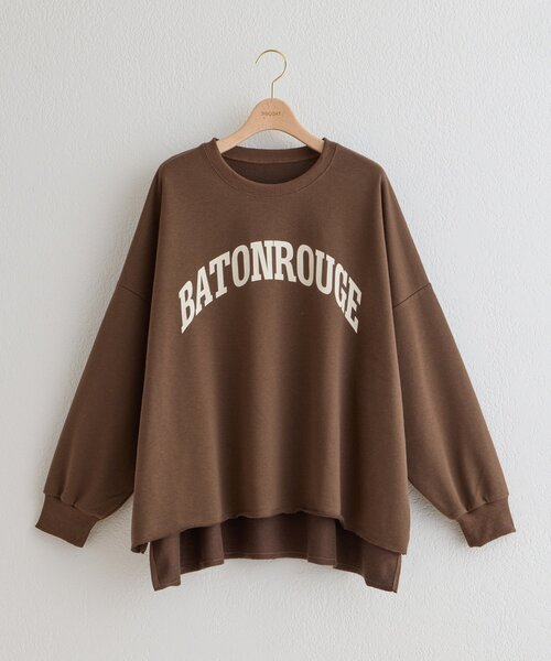 DISCOAT(ディスコート)の「【WEB限定】カレッジロゴミニ裏毛プルオーバー(Tシャツ/カットソー・レディース・ブラウン/ライトグレー/ネイビー・FREE)」の2枚目の写真