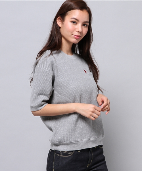 HYSTERIC GLAMOUR（ヒステリックグラマー）の「DEVIL WOMAN刺繍 ポケ付SW（スウェット・レディース・ネイビー/トップグレー/ブラック・FREE）」の4枚目の写真