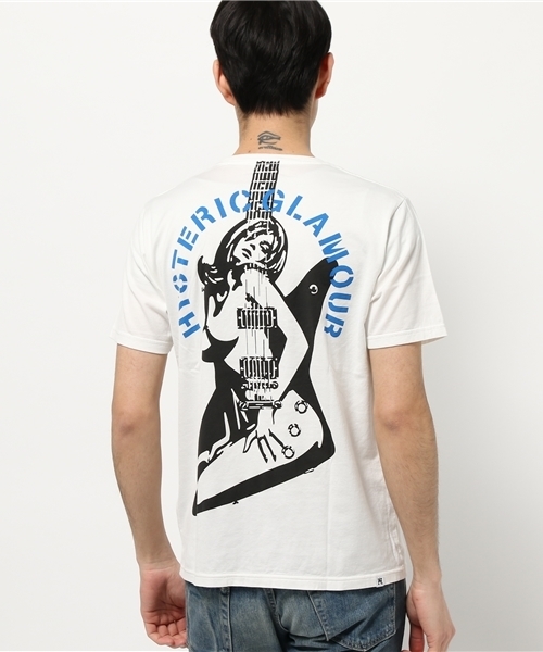HYSTERIC GLAMOUR（ヒステリックグラマー）の「GUITAR GIRL pt T-SH（Tシャツ/カットソー・メンズ・ホワイト/ブラック・LARGE/MEDIUM/X-LARGE/SMALL）」の4枚目の写真