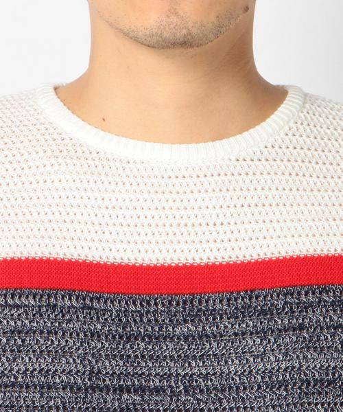 SHIPS JET BLUE（シップスジェットブルー）の「SHIPS JET BLUE: ランダムボーダー ショートスリーブ ニット■（ニット/セーター・メンズ・ホワイト/ダークグレー/ネイビー/オリーブ・SMALL/MEDIUM/LARGE）」の11枚目の写真