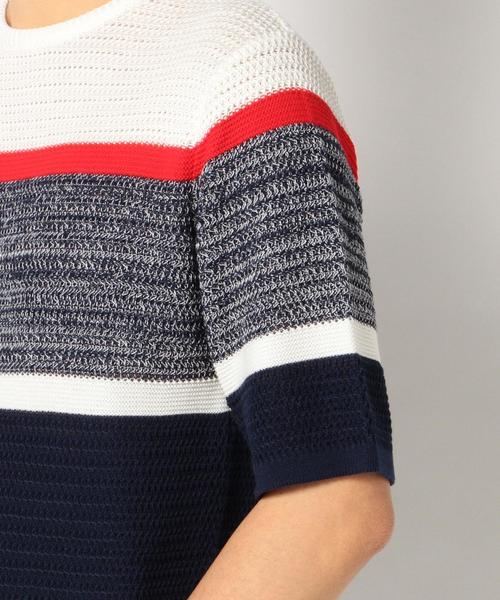 SHIPS JET BLUE（シップスジェットブルー）の「SHIPS JET BLUE: ランダムボーダー ショートスリーブ ニット■（ニット/セーター・メンズ・ホワイト/ダークグレー/ネイビー/オリーブ・SMALL/MEDIUM/LARGE）」の12枚目の写真