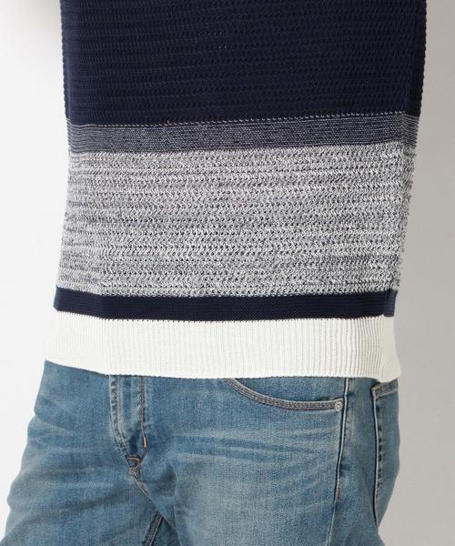 SHIPS JET BLUE（シップスジェットブルー）の「SHIPS JET BLUE: ランダムボーダー ショートスリーブ ニット■（ニット/セーター・メンズ・ホワイト/ダークグレー/ネイビー/オリーブ・SMALL/MEDIUM/LARGE）」の13枚目の写真
