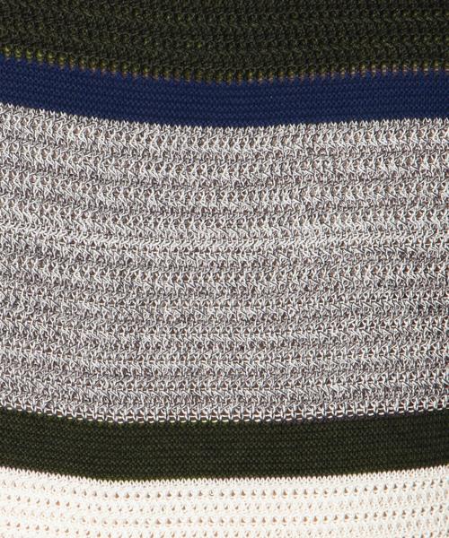 SHIPS JET BLUE（シップスジェットブルー）の「SHIPS JET BLUE: ランダムボーダー ショートスリーブ ニット■（ニット/セーター・メンズ・ホワイト/ダークグレー/ネイビー/オリーブ・SMALL/MEDIUM/LARGE）」の5枚目の写真
