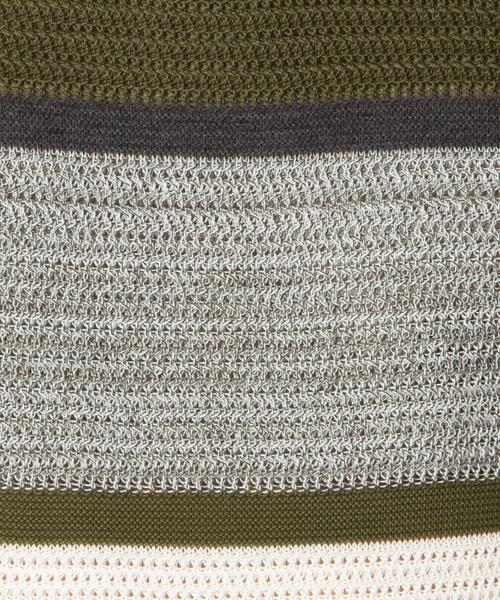SHIPS JET BLUE（シップスジェットブルー）の「SHIPS JET BLUE: ランダムボーダー ショートスリーブ ニット■（ニット/セーター・メンズ・ホワイト/ダークグレー/ネイビー/オリーブ・SMALL/MEDIUM/LARGE）」の7枚目の写真