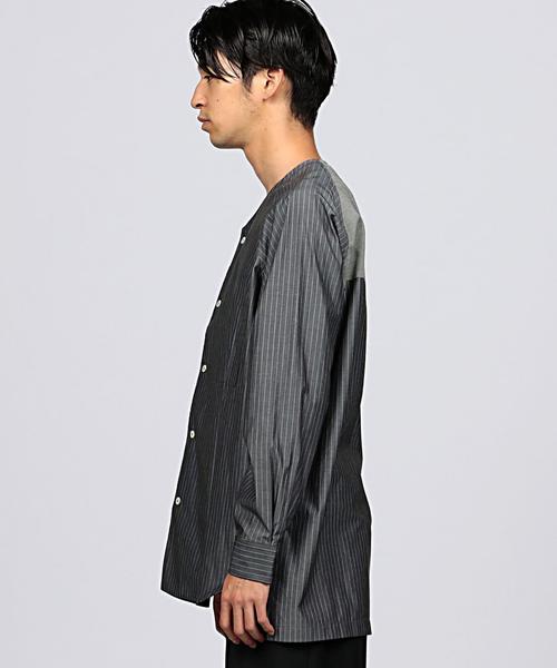 EN ROUTE（アンルート）の「ENR ストライプノーカラーシャツ（シャツ/ブラウス・メンズ・ダークグレー/コバルトブルー・1/2/3）」の5枚目の写真